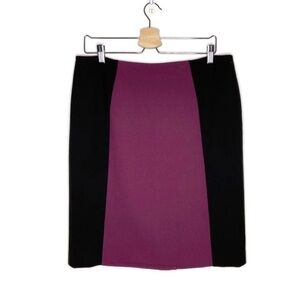 Halogen Black & Plum Purple Colorblock Career Pencil Straight Skirt